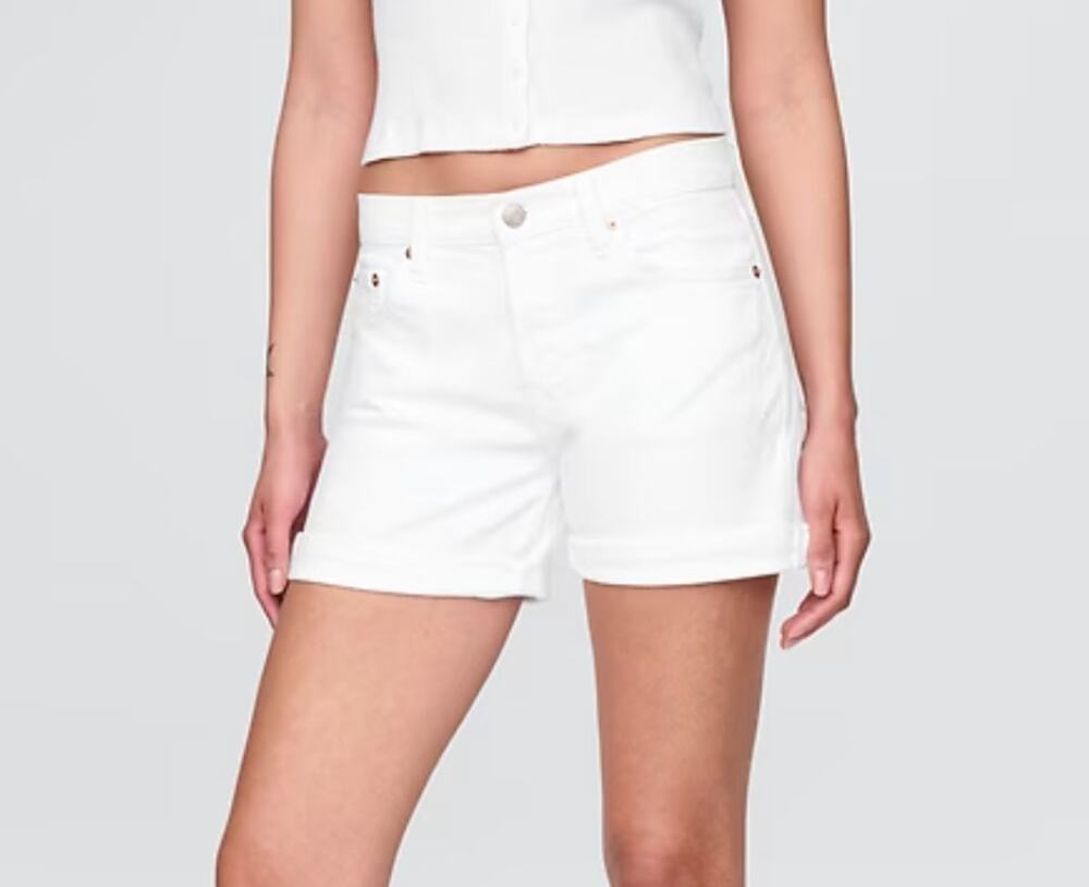 Gap White Stretch Chino Shorts Women’s Size 14 Mid Rise 5” Inseam